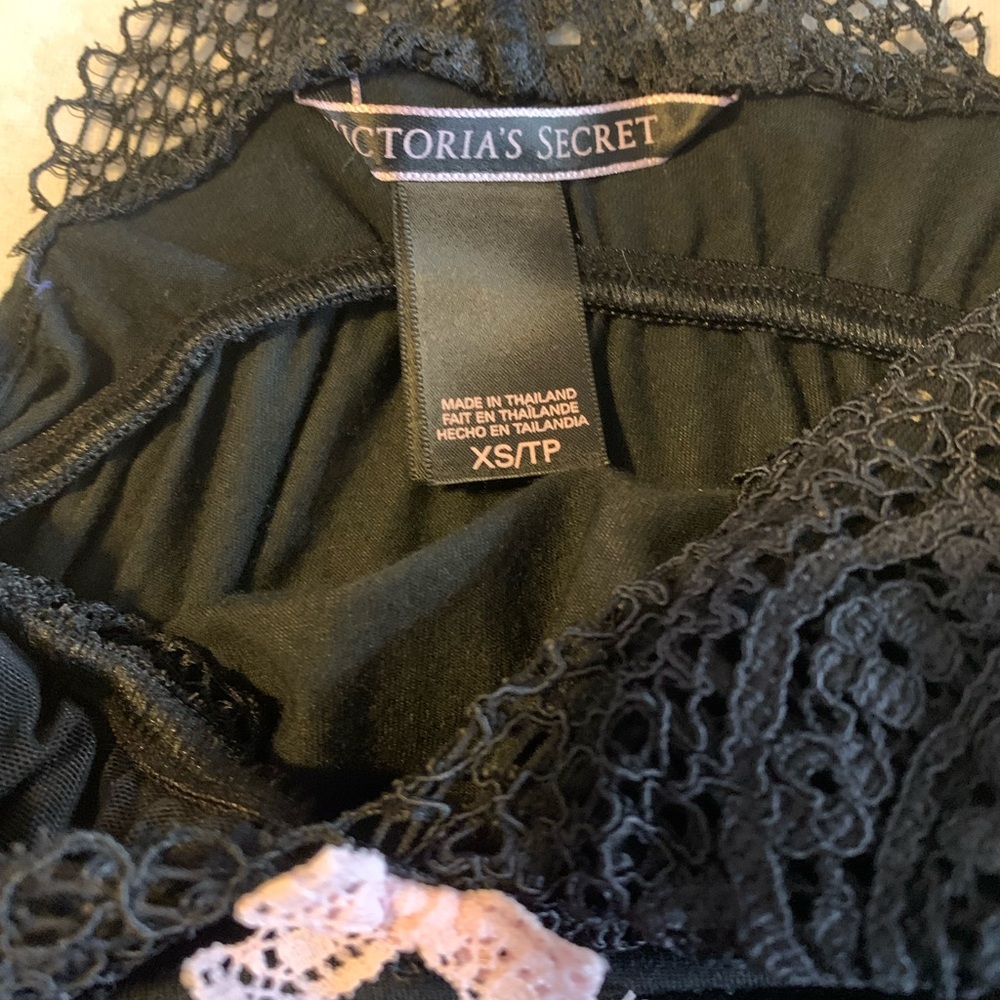 Lacy Details Victoria’s Secret T Strap Slip Dress Black Lace Bodice Romantic - Picture 7 of 10